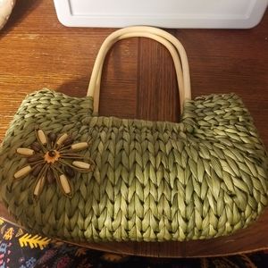Sun n Sand Wicker Handbag Sage Colored